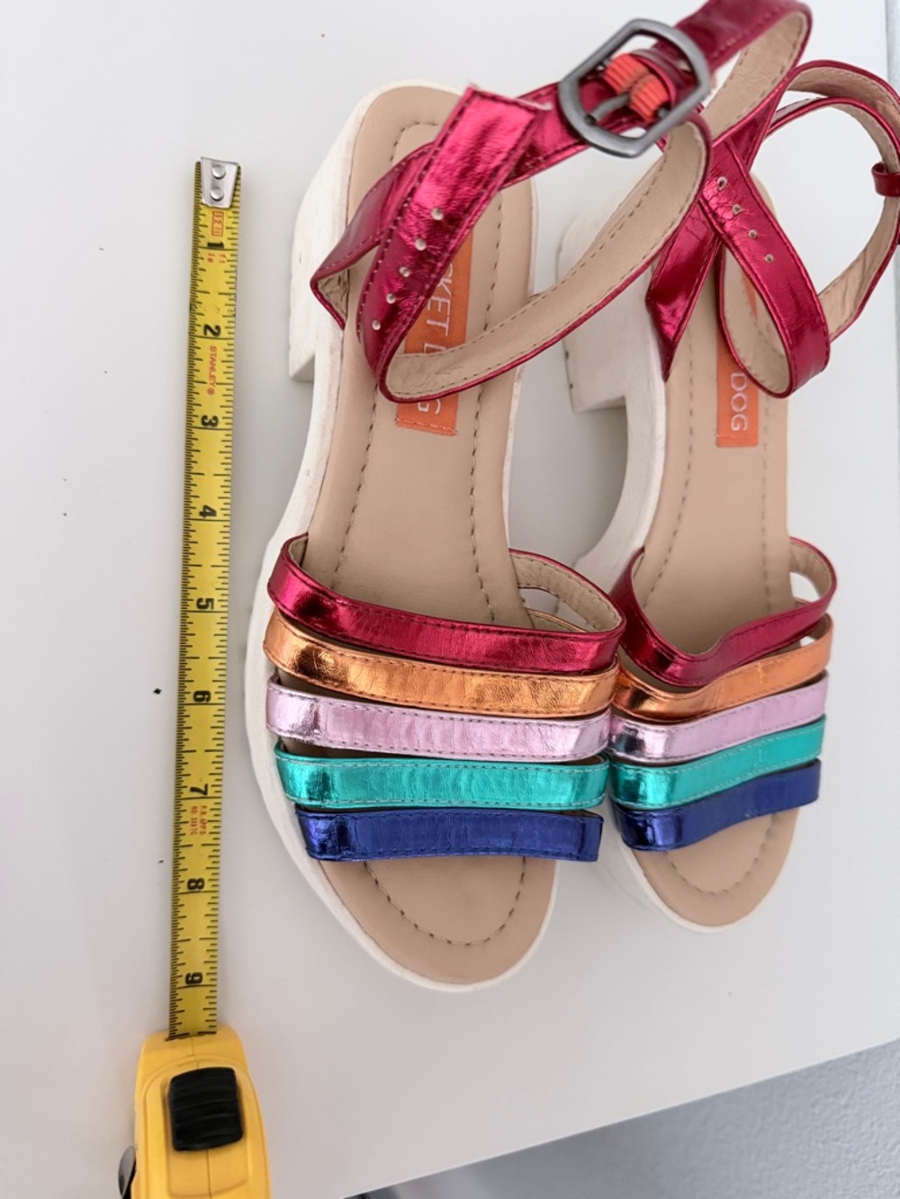 Metallic Rainbow Strappy Rocket Dog Platform Sandals Y2K - Picture 7 of 9